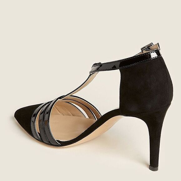 Bruno Magli Cassia Black Leather T Strap Heels - Picture 2 of 8